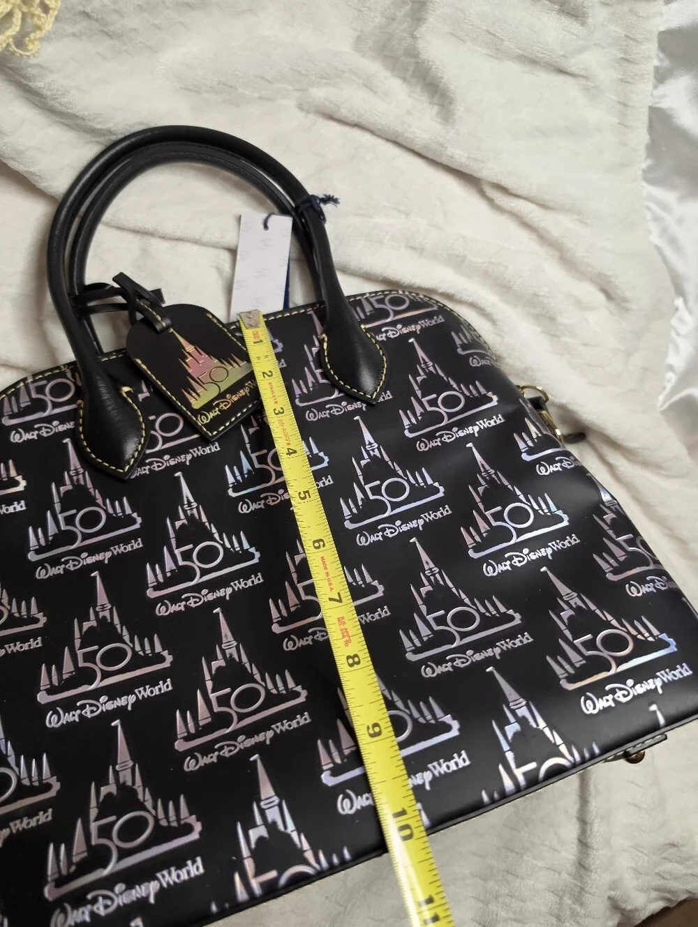 New Disney Dooney & Bourke Walt Disney World 50th Anniversary Black Holo Satchel